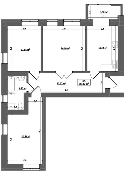 ЖК Затишний — 78.5 м²