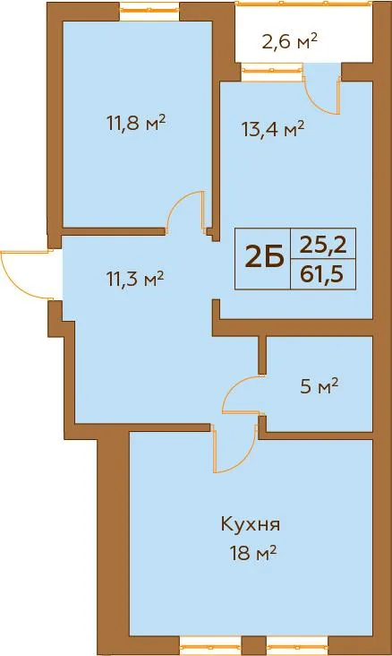 2-комнатная квартира, 62 м², вул. Чубинського, 1, 3, 5, 6, 8, 10, 12, 14, Михайловка-Рубежовка — фото 1