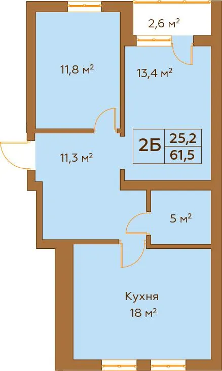 ЖК Гранд Віллас — 61.5 м²