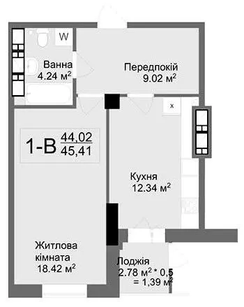 ЖК Ключ — 45.4 м²