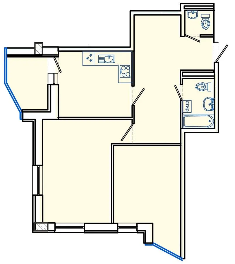 ЖК Німецький проект на Холодній Горі — 77.2 м²