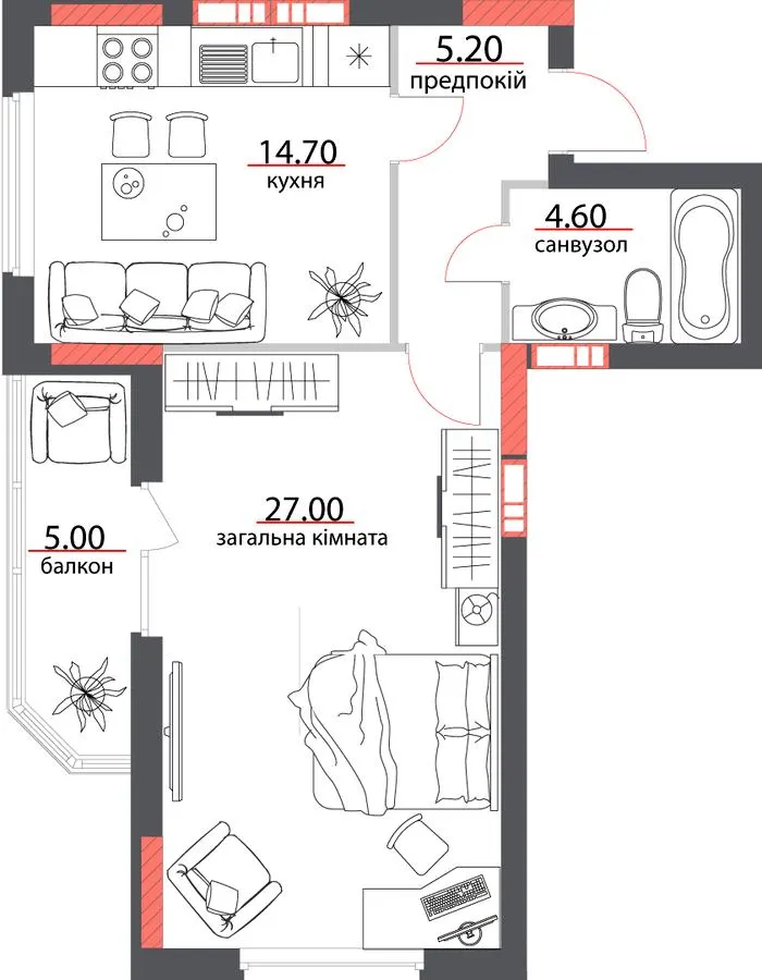 вул. Героїв АТО, 81 — 56.5 м²