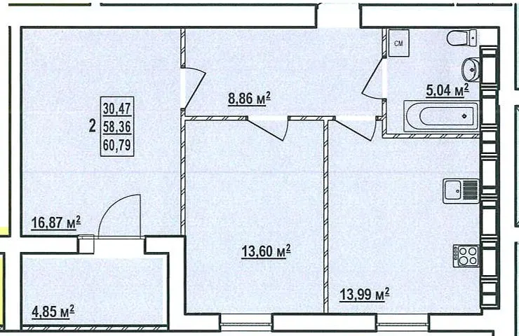 ЖК Райдужний-3 — 60.8 м²