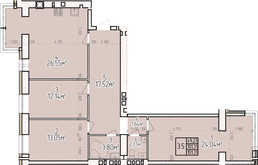 ЖК ВЕЛЕС — 101.3 м²