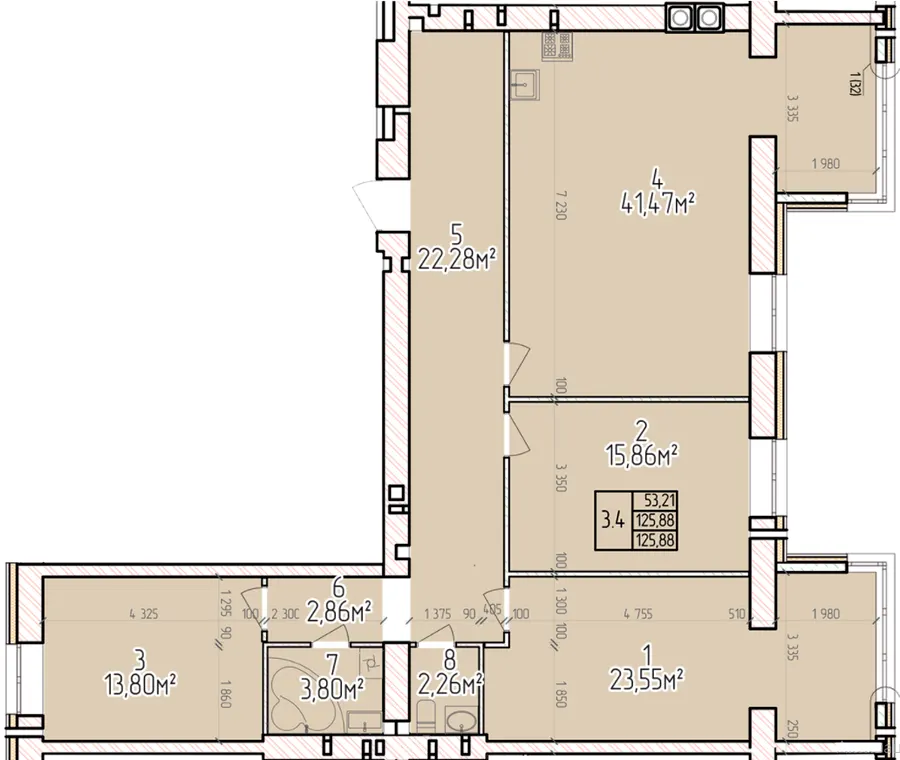 ЖК ВЕЛЕС — 125.9 м²