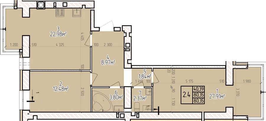 ЖК ВЕЛЕС — 80.4 м²