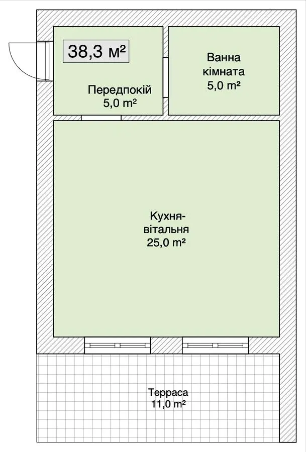 Клубний будинок Сіті Хаус №1 — 38.3 м²