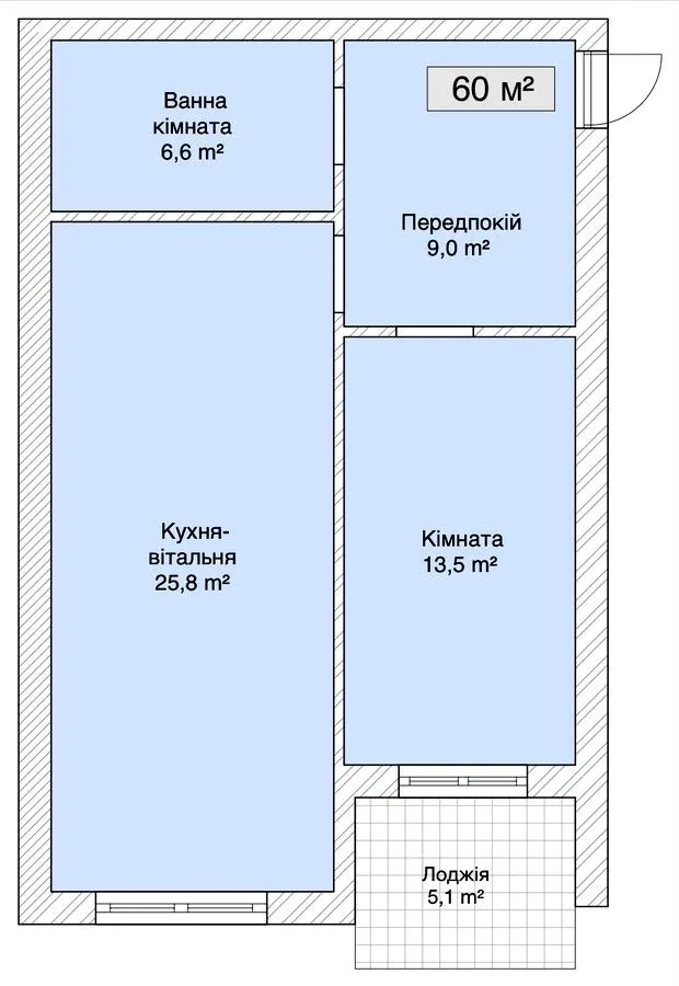 Клубний будинок Сіті Хаус №1 — 60 м²