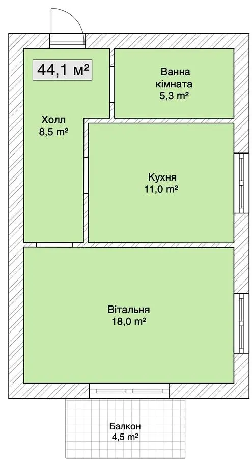 Клубний будинок Сіті Хаус №1 — 44.1 м²