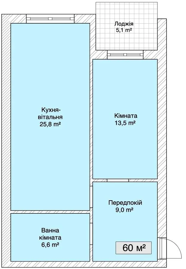 Клубний будинок Сіті Хаус №1 — 60 м²