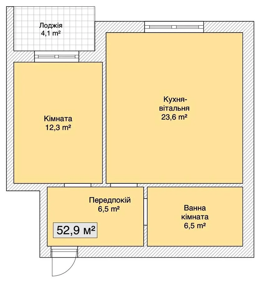 Клубний будинок Сіті Хаус №1 — 52.9 м²
