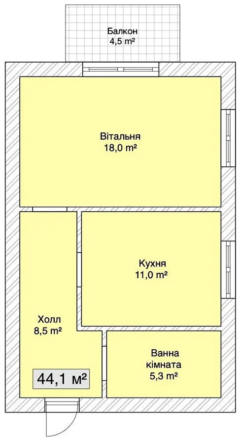 Клубний будинок Сіті Хаус №1 — 44.1 м²