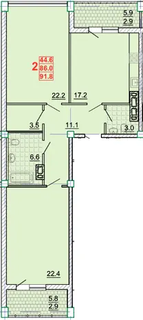 Клубний будинок Leonardo town — 91.8 м²