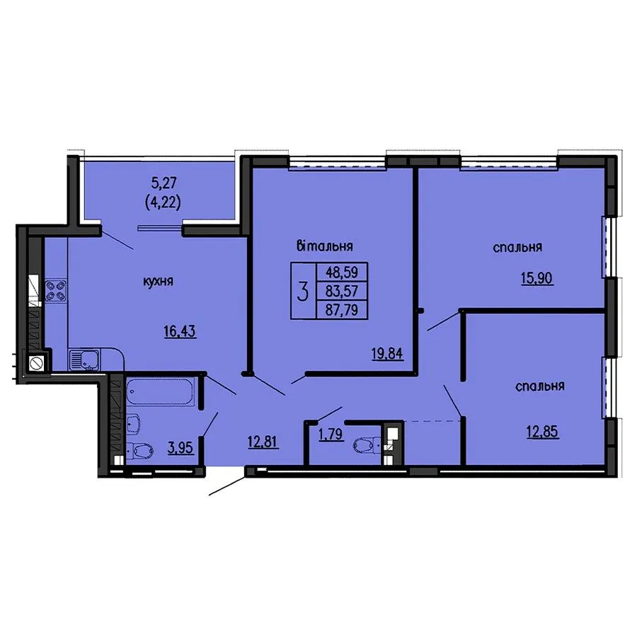 ЖК Бандери-Нова — 87.8 м²