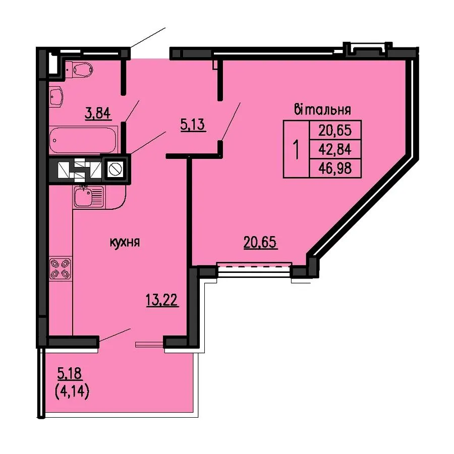 ЖК Бандери-Нова — 47 м²
