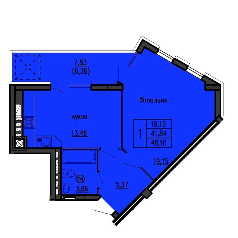ЖК Бандери-Нова — 48.1 м²