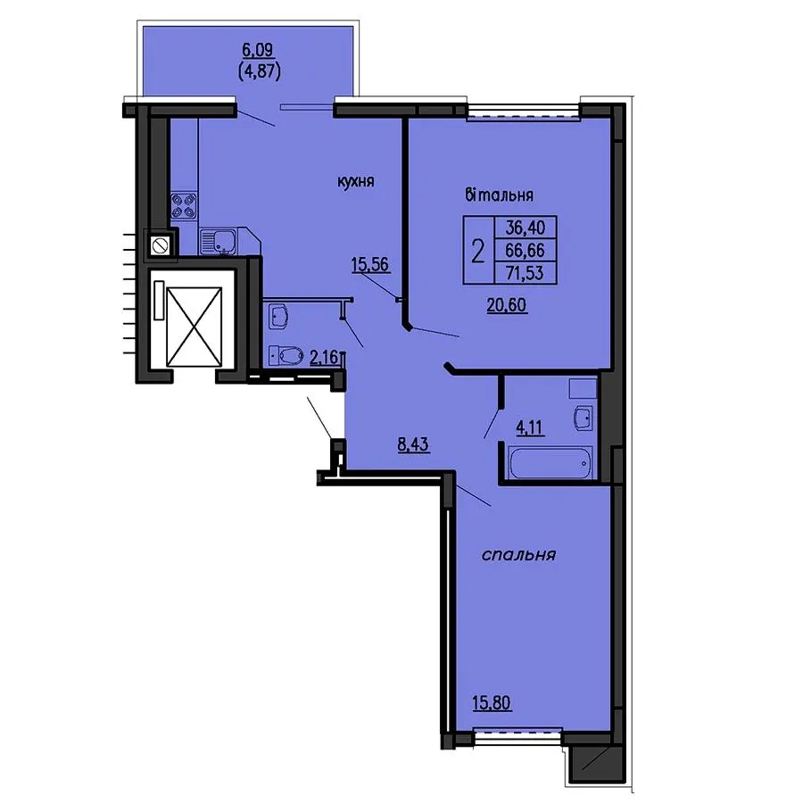 ЖК Бандери-Нова — 71.5 м²