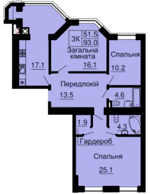 ЖК Софія Клубний — 93 м²