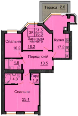 ЖК Софія Клубний — 95 м²