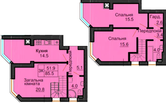 ЖК Софія Клубний — 85.5 м²
