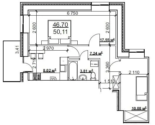 вул. Кринична, 2 — 50.1 м²