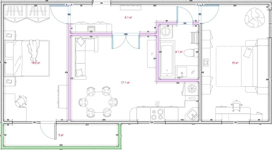 ЖК Династія — 58.6 м²