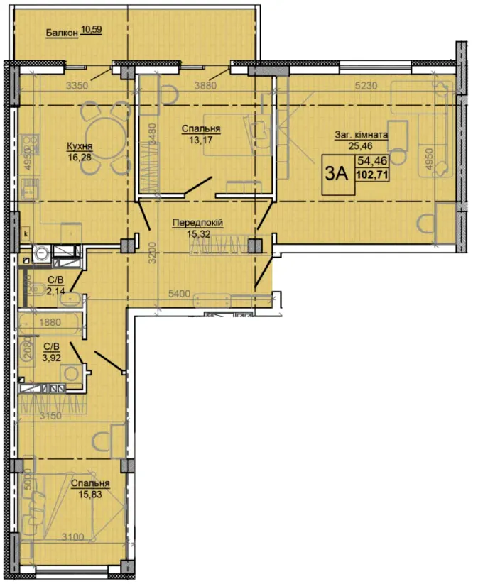 ЖК Центральний — 102.7 м²