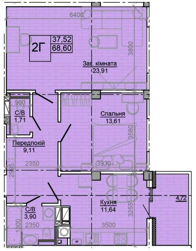 2-комнатная квартира, 69 м², вул. Аптекарська, 2а, Сумы — фото 1