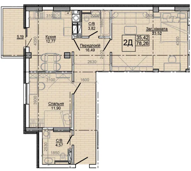 ЖК Центральний — 78.3 м²