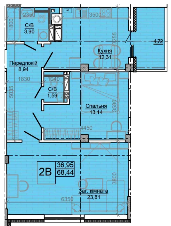 2-комнатная квартира, 68 м², вул. Аптекарська, 2а, Сумы — фото 1