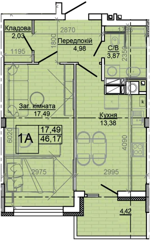 1-кімнатна квартира, 46 м², вул. Аптекарська, 2а, Суми — фото 1