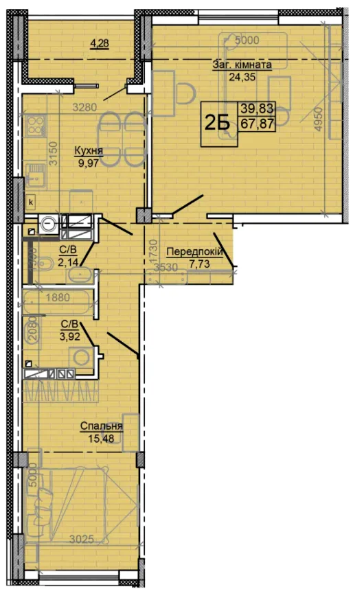 2-комнатная квартира, 68 м², вул. Аптекарська, 2а, Сумы — фото 1