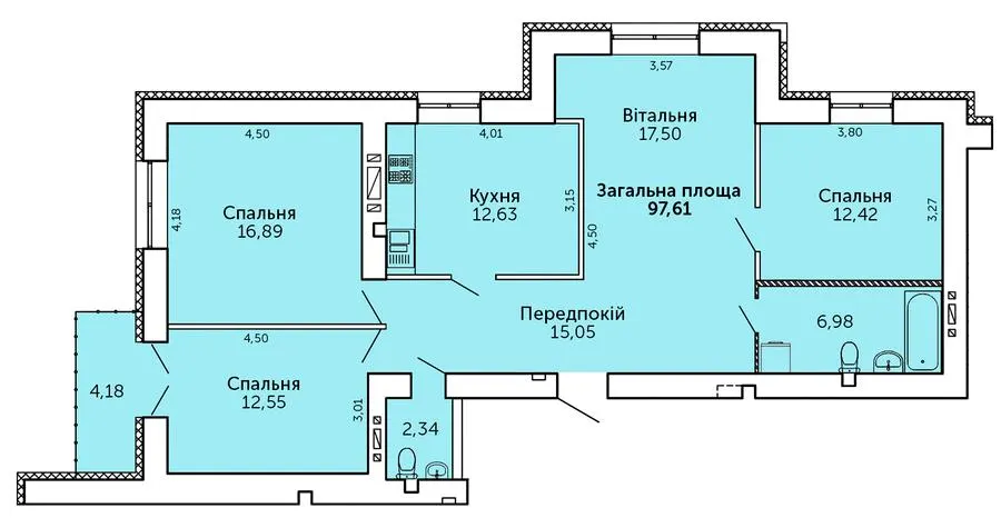 ЖК Levanevsky — 97.6 м²