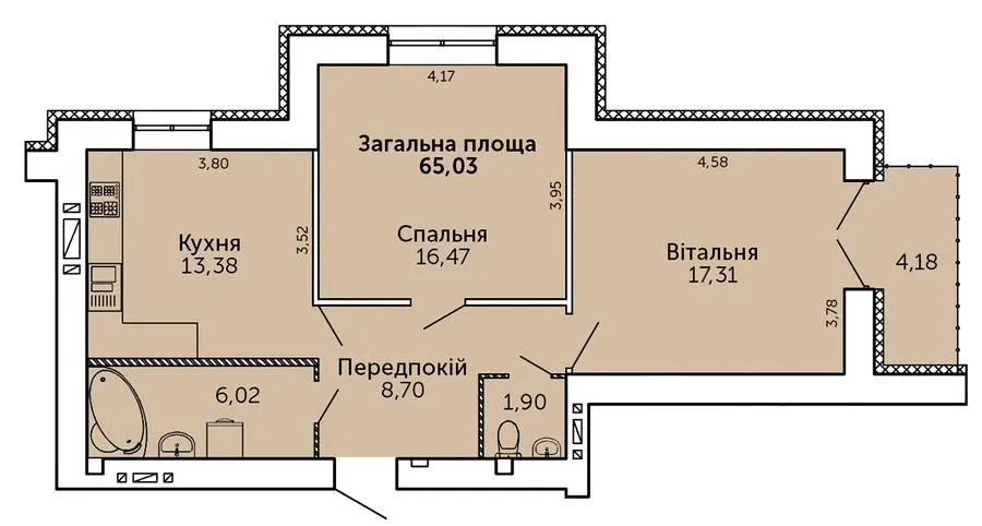 ЖК Levanevsky — 65 м²