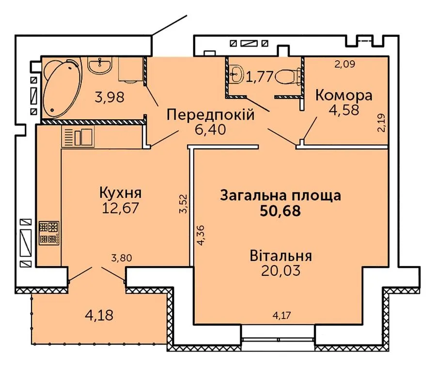 ЖК Levanevsky — 50.7 м²