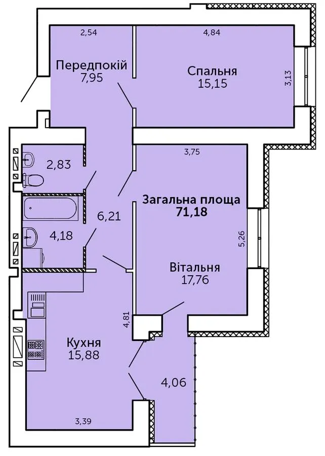 ЖК Levanevsky — 71.2 м²