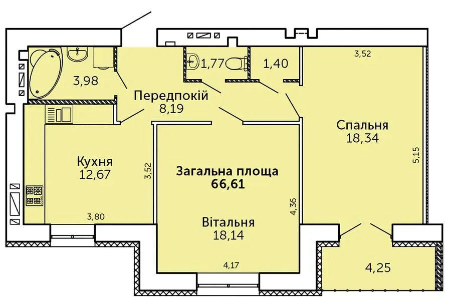 ЖК Levanevsky — 66.6 м²