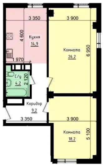 ЖК Кріптон — 72.7 м²