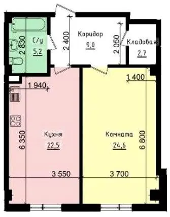 ЖК Кріптон — 64.1 м²