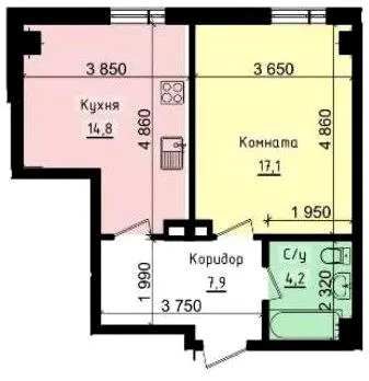 ЖК Кріптон — 44.1 м²