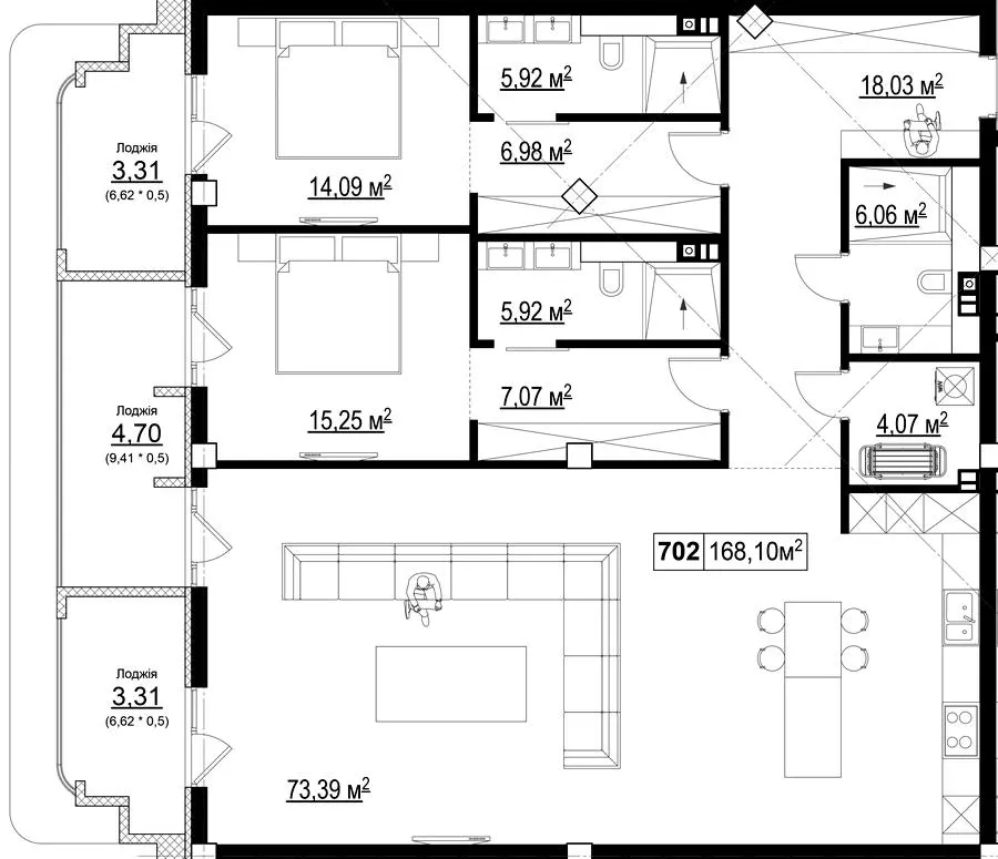 Клубний квартал Chateau Grand — 168.1 м²