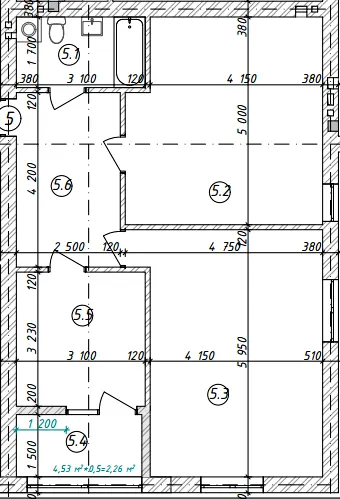 вул. Воїнів Інтернаціоналістів, 13 — 75.9 м²