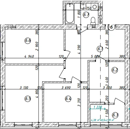 вул. Воїнів Інтернаціоналістів, 13 — 77.8 м²