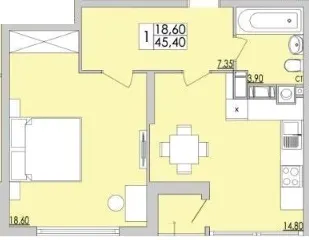 ЖК Кемпінг — 45.4 м²