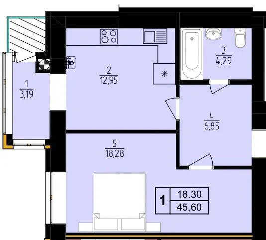 ЖК Dream City — 45.6 м²