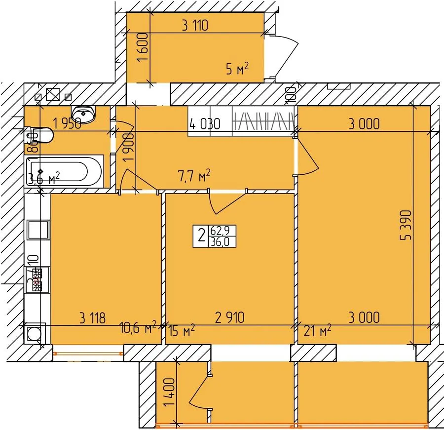 ЖК Дубовий Гай — 62.9 м²