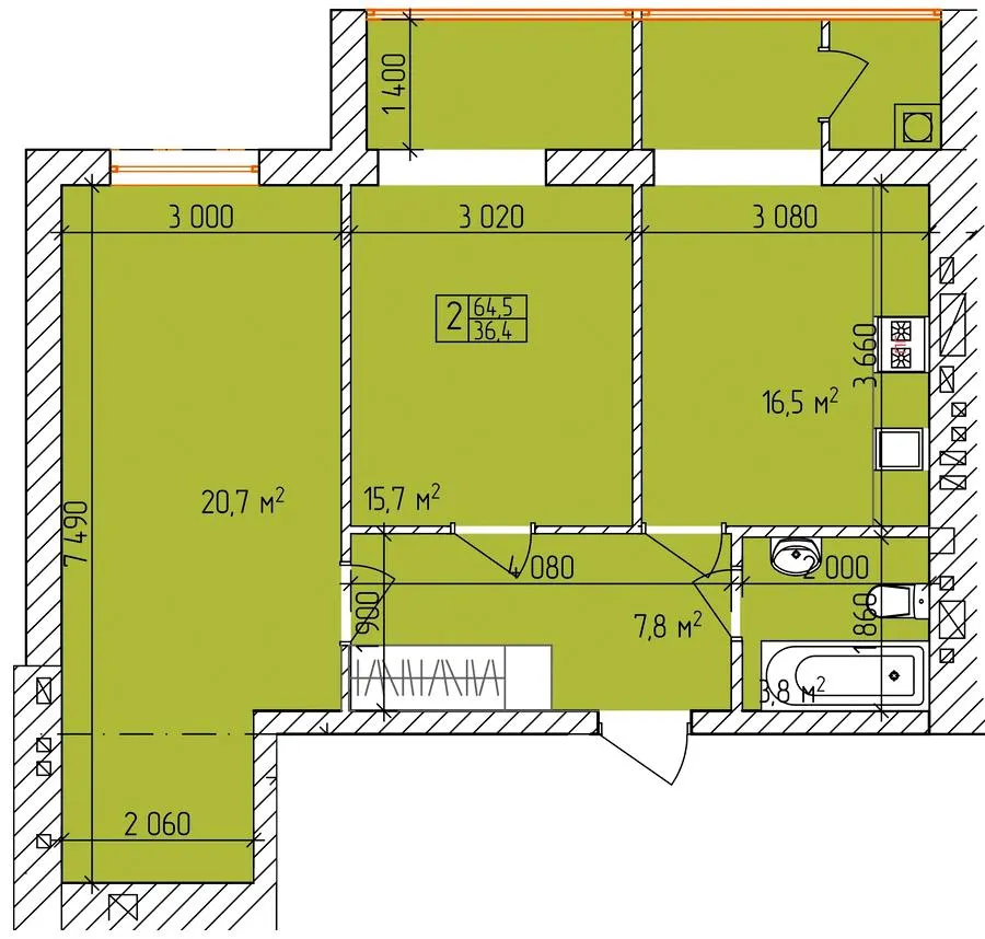 ЖК Дубовий Гай — 64.5 м²