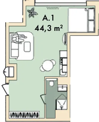 ЖК The Resort — 44.3 м²