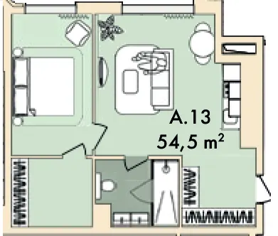ЖК The Resort — 54.5 м²