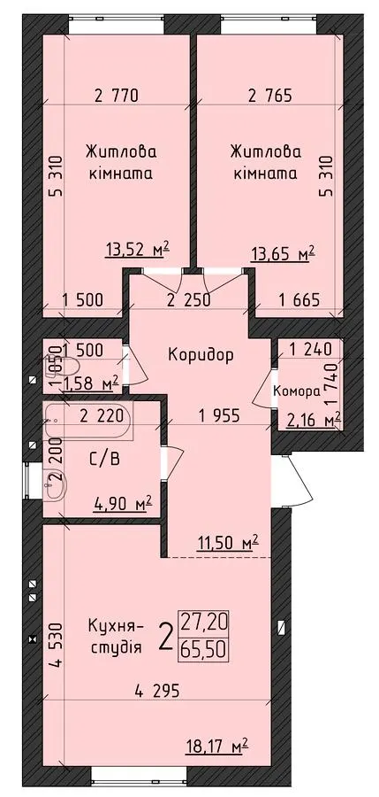 ЖК ClubHouse — 65.5 м²